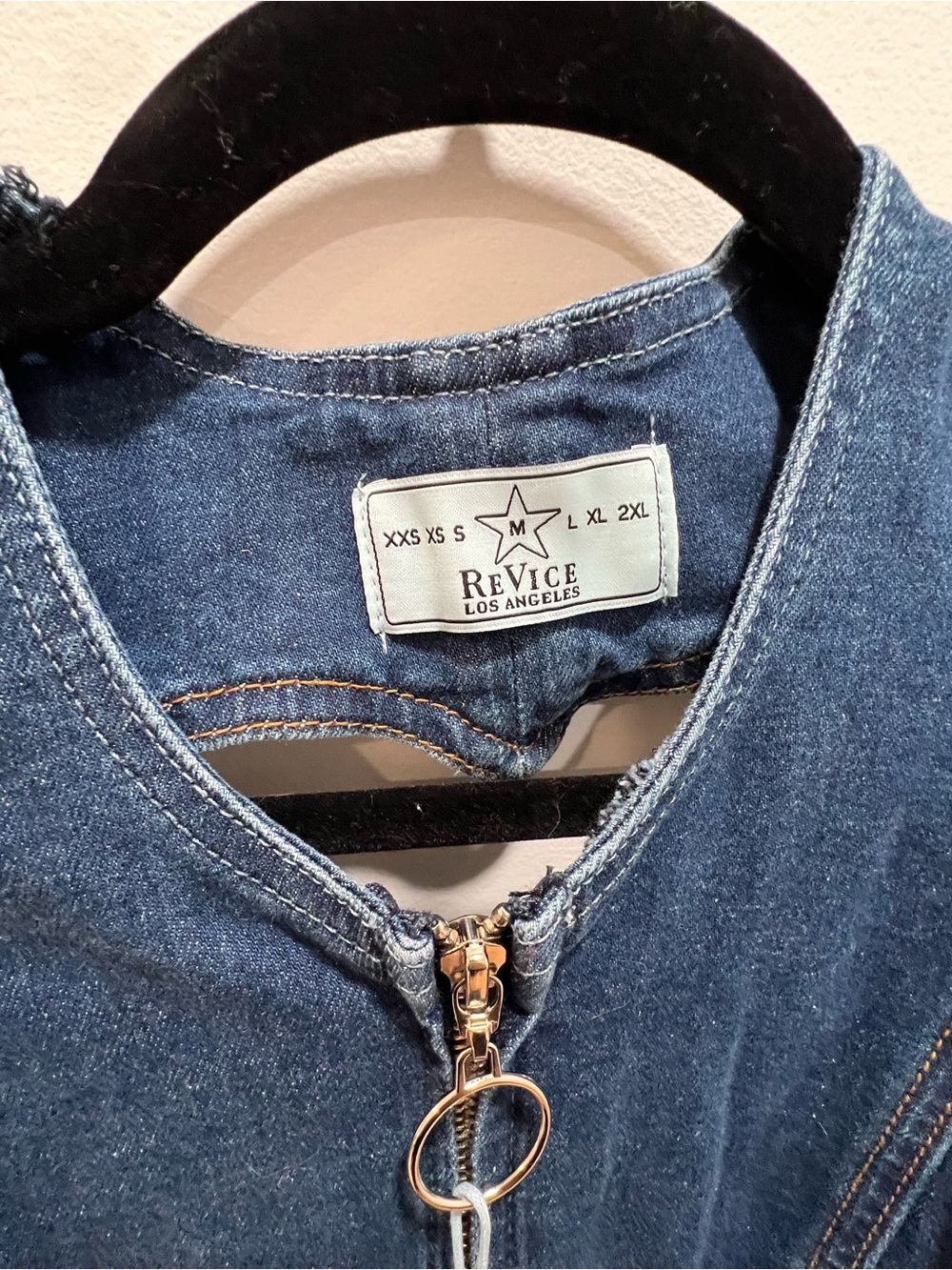 REVICE Hollywood Heartthrob Dark Blue Denim Jumpsuit with O Ring Zipper - Picture 10 of 11